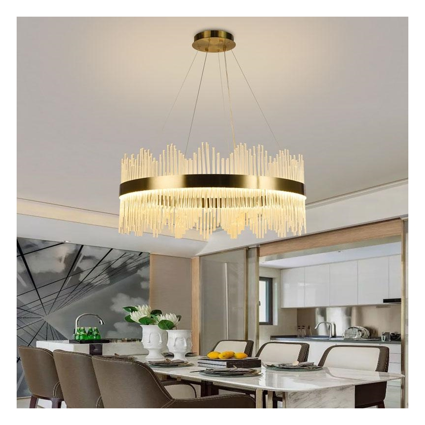 LED Dimming κρύσταλλο πολύφωτο on a string LED/110W/230V 3000-6500K χρυσαφί + τηλεχειριστήριο