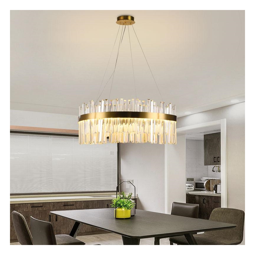 LED Dimming κρύσταλλο πολύφωτο on a string LED/110W/230V 3000-6500K χρυσαφί + τηλεχειριστήριο