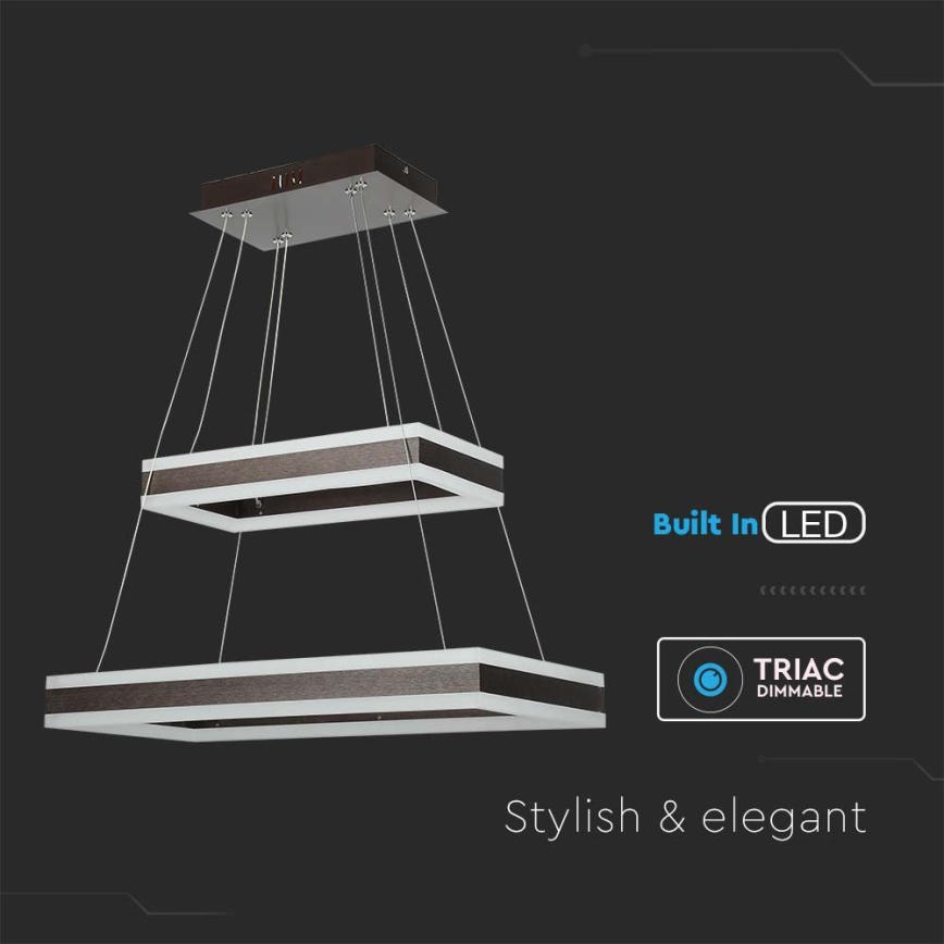 Led Dimmable κρεμαστό φωτιστικό οροφής LED/113W/230V 3000K καφέ