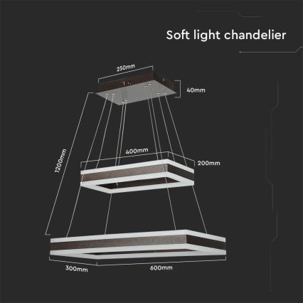 Led Dimmable κρεμαστό φωτιστικό οροφής LED/113W/230V 3000K καφέ