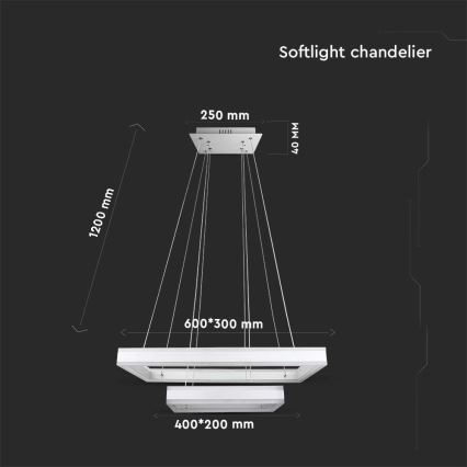 Led Dimmable κρεμαστό φωτιστικό οροφής LED/113W/230V 3000K λευκό