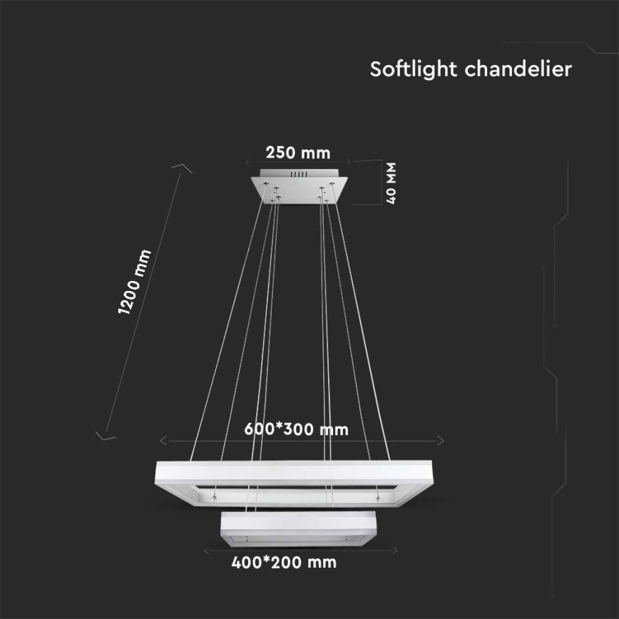 Led Dimmable κρεμαστό φωτιστικό οροφής LED/113W/230V 3000K λευκό