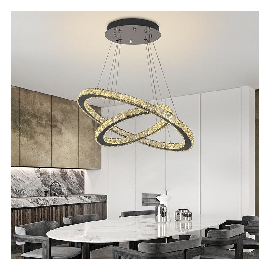LED Dimming κρύσταλλο πολύφωτο on a string LED/115W/230V 3000-6500K ασήμι + τηλεχειριστήριο