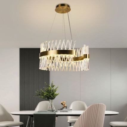 LED Dimming κρύσταλλο πολύφωτο on a string LED/130W/230V 3000-6500K χρυσαφί + τηλεχειριστήριο