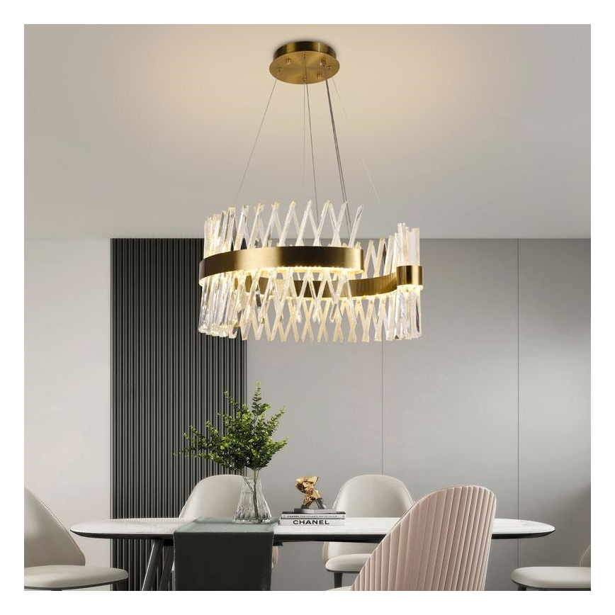 LED Dimming κρύσταλλο πολύφωτο on a string LED/130W/230V 3000-6500K χρυσαφί + τηλεχειριστήριο
