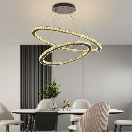 LED Dimming κρύσταλλο πολύφωτο on a string LED/160W/230V 3000-6500K ασήμι + τηλεχειριστήριο