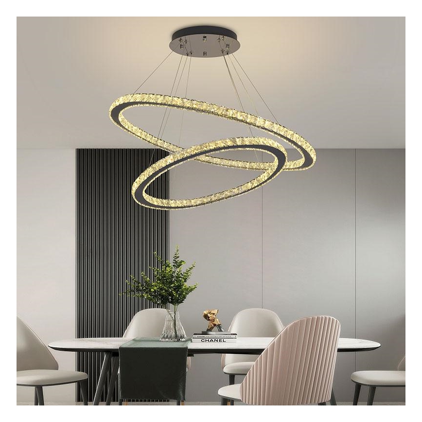 LED Dimming κρύσταλλο πολύφωτο on a string LED/160W/230V 3000-6500K ασήμι + τηλεχειριστήριο