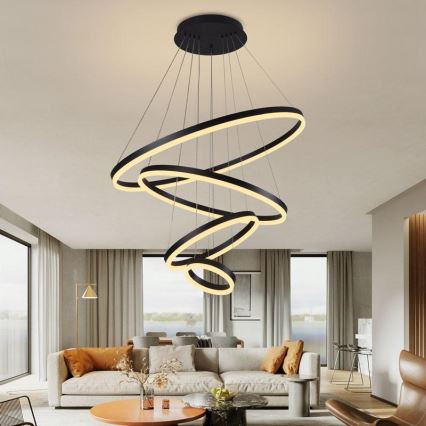 Led Dimmable κρεμαστό φωτιστικό οροφής LED/165W/230V 3000-6500K διάμετρος 80 cm + τηλεχειριστήριο