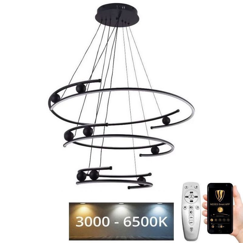 Led Dimmable κρεμαστό φωτιστικό οροφής LED/170W/230V 3000-6500K διάμετρος 80 cm + τηλεχειριστήριο