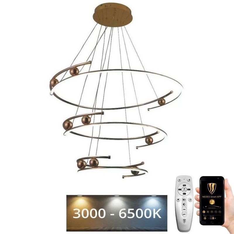 Led Dimmable κρεμαστό φωτιστικό οροφής LED/170W/230V 3000-6500K διάμετρος 80 cm + τηλεχειριστήριο