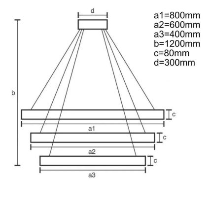Led Dimmable κρεμαστό φωτιστικό οροφής LED/170W/230V 3000-6500K διάμετρος 80 cm + τηλεχειριστήριο