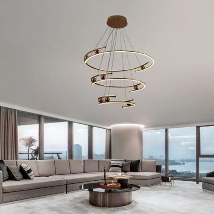 Led Dimmable κρεμαστό φωτιστικό οροφής LED/170W/230V 3000-6500K διάμετρος 80 cm + τηλεχειριστήριο