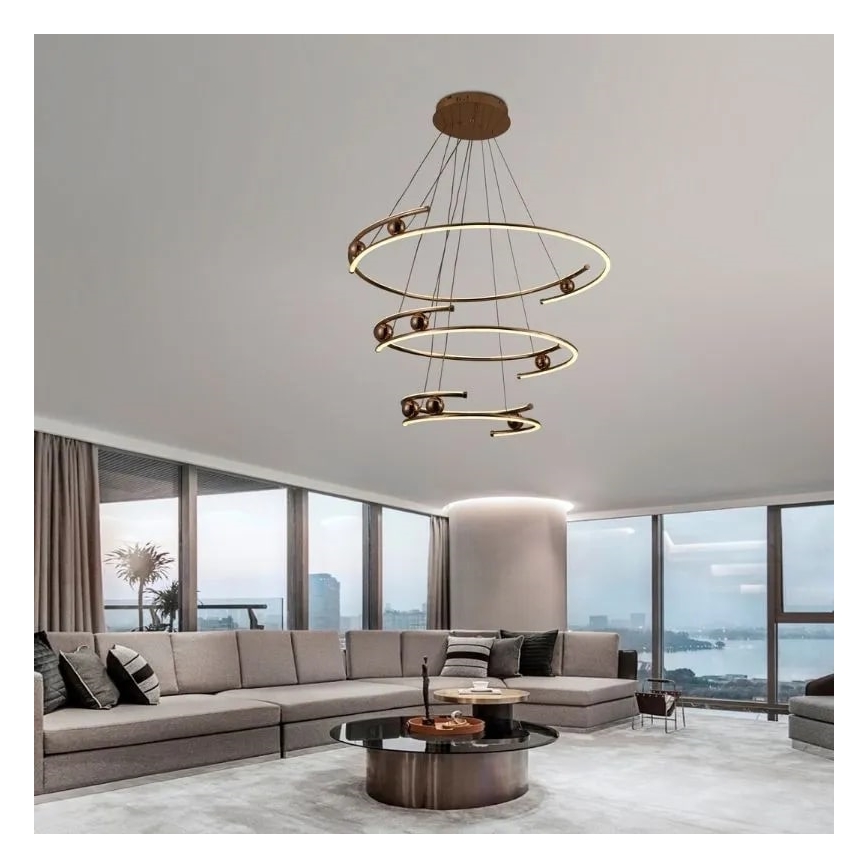 Led Dimmable κρεμαστό φωτιστικό οροφής LED/170W/230V 3000-6500K διάμετρος 80 cm + τηλεχειριστήριο