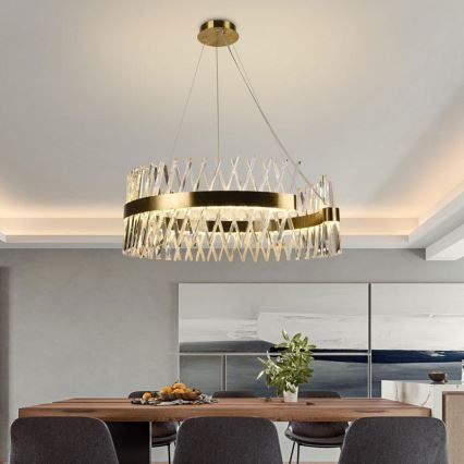 LED Dimming κρύσταλλο πολύφωτο on a string LED/175W/230V 3000-6500K χρυσαφί + τηλεχειριστήριο