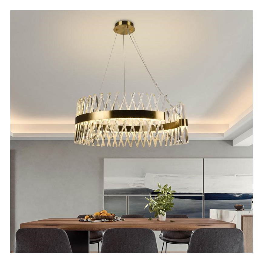 LED Dimming κρύσταλλο πολύφωτο on a string LED/175W/230V 3000-6500K χρυσαφί + τηλεχειριστήριο