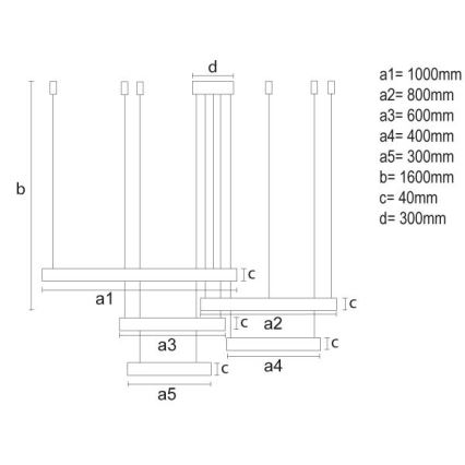 Led Dimmable κρεμαστό φωτιστικό οροφής LED/220W/230V 3000-6500K διάμετρος 100 cm + τηλεχειριστήριο