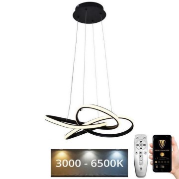 Led Dimmable κρεμαστό φωτιστικό οροφής LED/40W/230V 3000-6500K διάμετρος 48 cm μαύρο + τηλεχειριστήριο