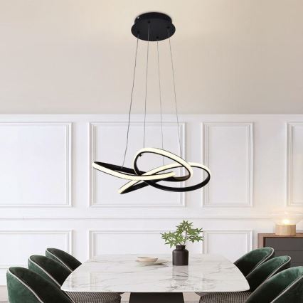Led Dimmable κρεμαστό φωτιστικό οροφής LED/40W/230V 3000-6500K διάμετρος 48 cm μαύρο + τηλεχειριστήριο