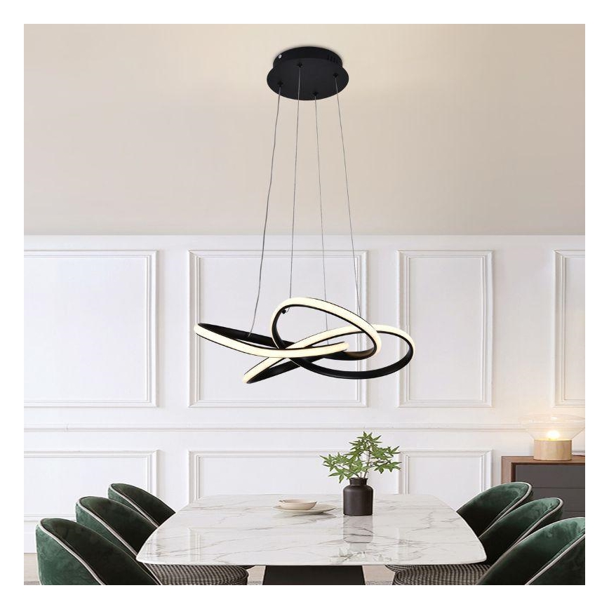 Led Dimmable κρεμαστό φωτιστικό οροφής LED/40W/230V 3000-6500K διάμετρος 48 cm μαύρο + τηλεχειριστήριο