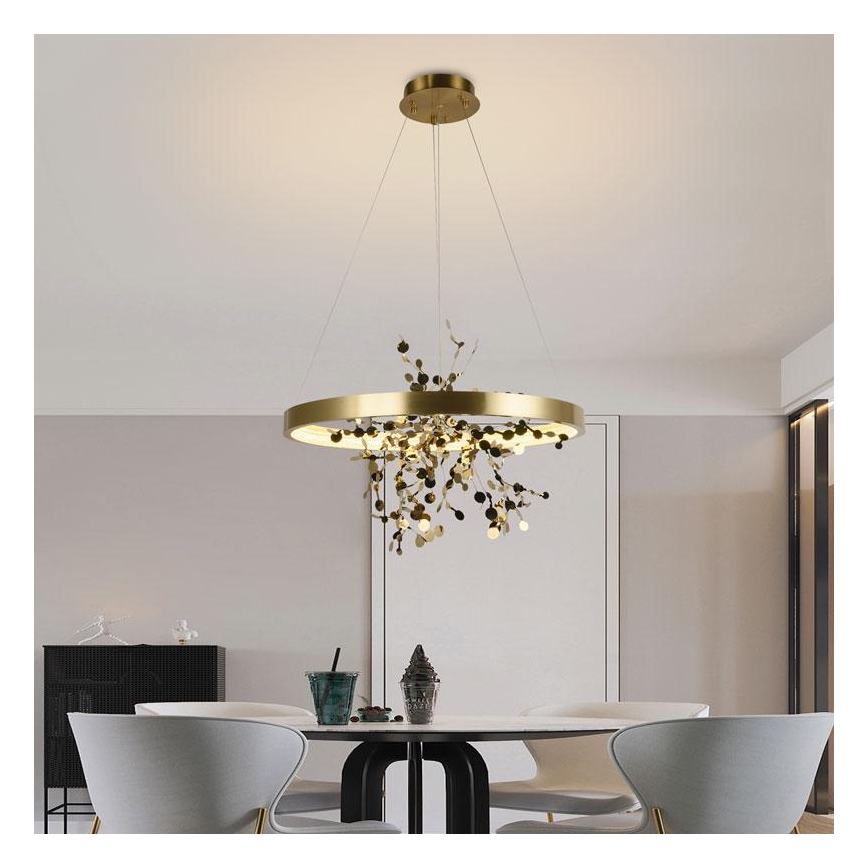 Led Dimmable κρεμαστό φωτιστικό οροφής LED/40W/230V 3000-6500K χρυσαφί + τηλεχειριστήριο