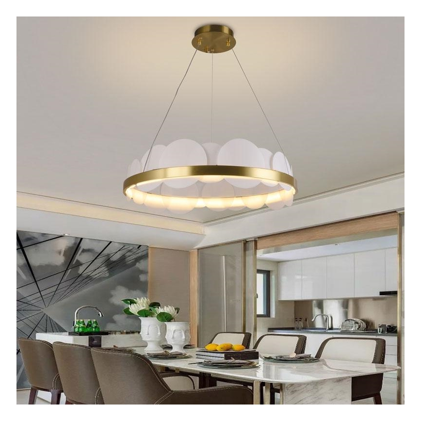 Led Dimmable κρεμαστό φωτιστικό οροφής LED/40W/230V 3000-6500K χρυσαφί + τηλεχειριστήριο