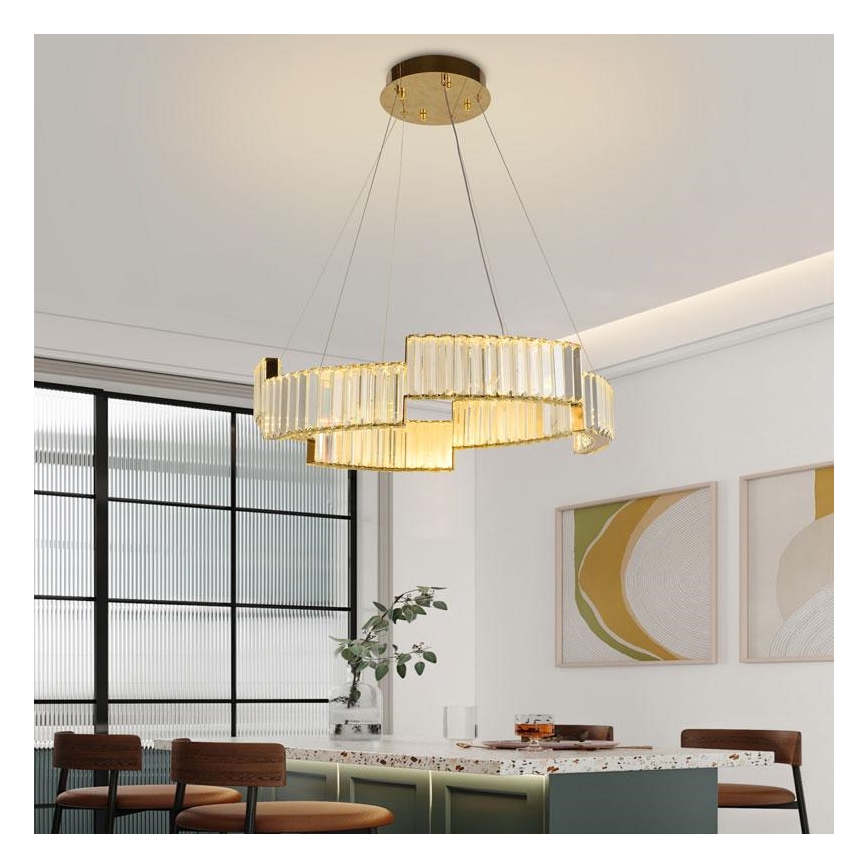 LED Dimming κρύσταλλο πολύφωτο on a string LED/40W/230V 3000-6500K χρυσαφί + τηλεχειριστήριο