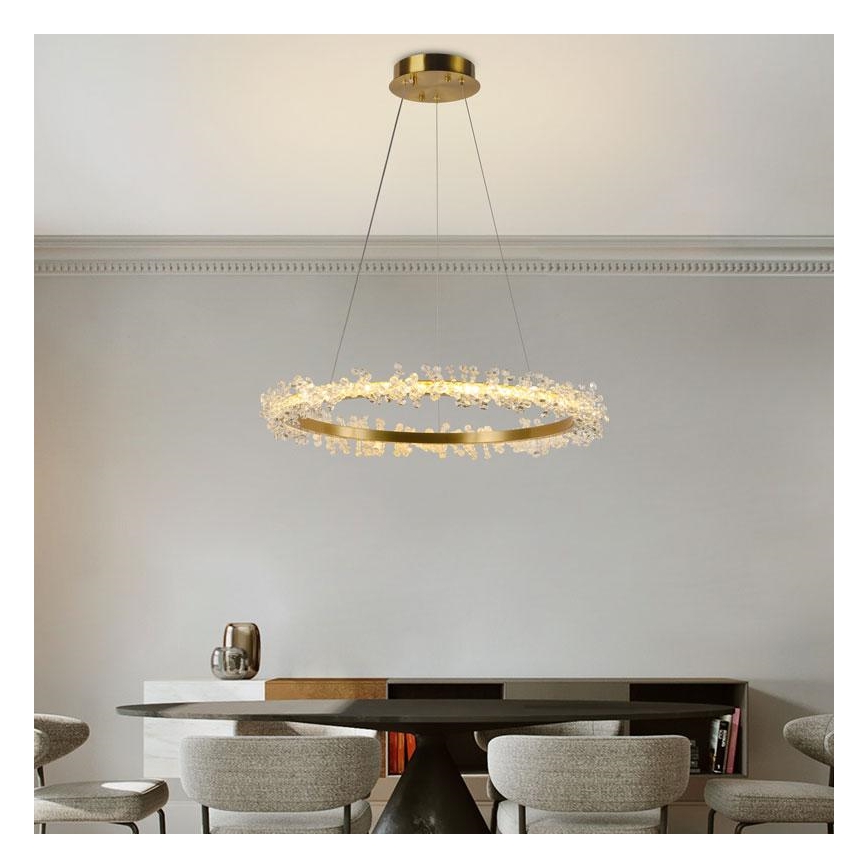 LED Dimming κρύσταλλο πολύφωτο on a string LED/40W/230V 3000-6500K χρυσαφί + τηλεχειριστήριο