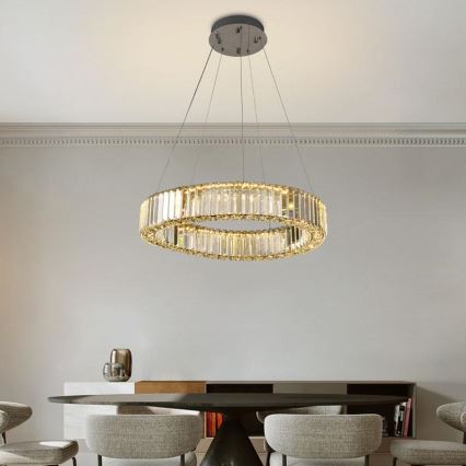 LED Dimming κρυστάλλινο κρεμαστό φωτιστικό οροφής κρεμαστό φωτιστικό οροφής LED/40W/230V 3000-6500K γυαλιστερό χρώμιο + τηλεχειριστήριο
