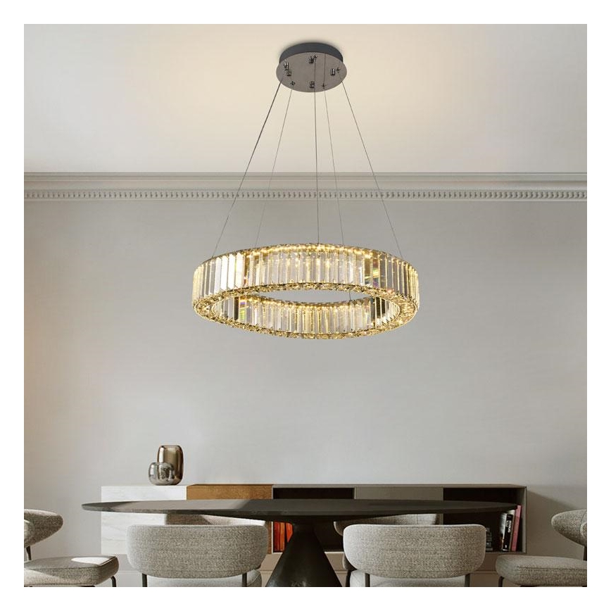LED Dimming κρυστάλλινο κρεμαστό φωτιστικό οροφής κρεμαστό φωτιστικό οροφής LED/40W/230V 3000-6500K γυαλιστερό χρώμιο + τηλεχειριστήριο