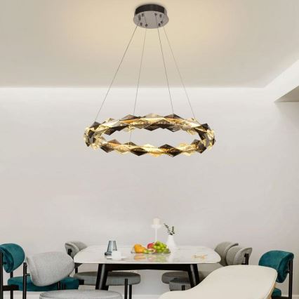 LED Dimming κρυστάλλινο κρεμαστό φωτιστικό οροφής κρεμαστό φωτιστικό οροφής LED/40W/230V 3000-6500K γυαλιστερό χρώμιο + τηλεχειριστήριο