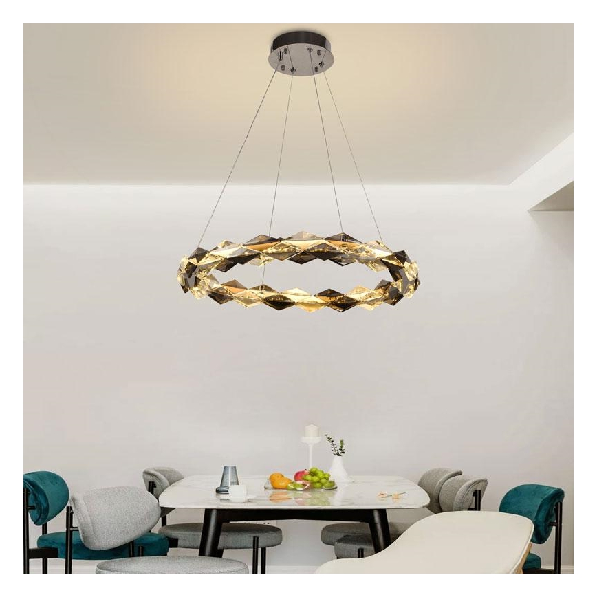 LED Dimming κρυστάλλινο κρεμαστό φωτιστικό οροφής κρεμαστό φωτιστικό οροφής LED/40W/230V 3000-6500K γυαλιστερό χρώμιο + τηλεχειριστήριο