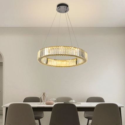 LED Dimming κρυστάλλινο κρεμαστό φωτιστικό οροφής κρεμαστό φωτιστικό οροφής LED/40W/230V 3000-6500K γυαλιστερό χρώμιο + τηλεχειριστήριο
