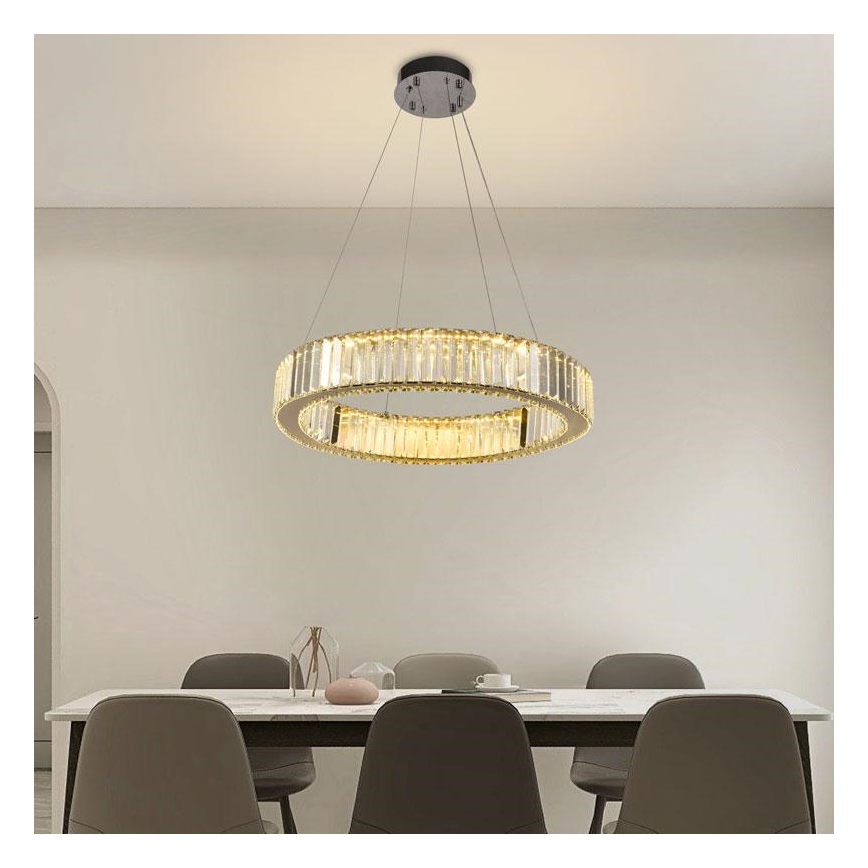 LED Dimming κρυστάλλινο κρεμαστό φωτιστικό οροφής κρεμαστό φωτιστικό οροφής LED/40W/230V 3000-6500K γυαλιστερό χρώμιο + τηλεχειριστήριο