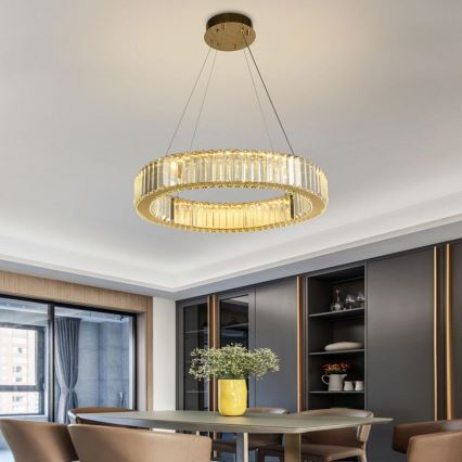 LED Dimming κρύσταλλο πολύφωτο on a string LED/40W/230V 3000-6500K χρώμιο/χρυσαφί + τηλεχειριστήριο