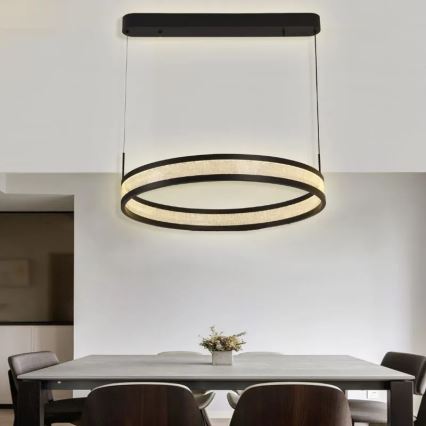 Led Dimmable κρεμαστό φωτιστικό οροφής LED/45W/230V 3000-6500K διάμετρος 60 cm μαύρο + τηλεχειριστήριο