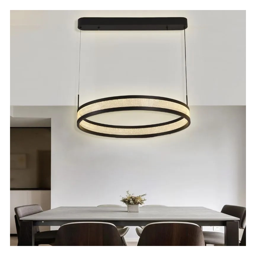 Led Dimmable κρεμαστό φωτιστικό οροφής LED/45W/230V 3000-6500K διάμετρος 60 cm μαύρο + τηλεχειριστήριο