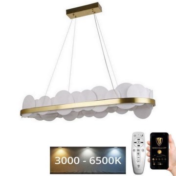 Led Dimmable κρεμαστό φωτιστικό οροφής LED/50W/230V 3000-6500K χρυσαφί + τηλεχειριστήριο