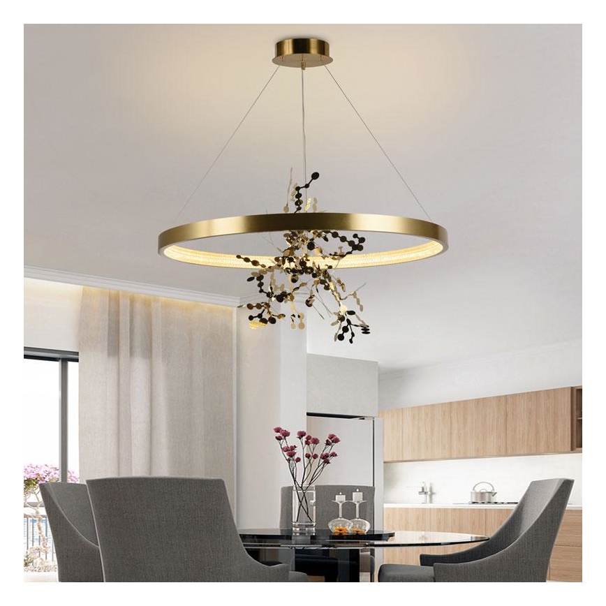 Led Dimmable κρεμαστό φωτιστικό οροφής LED/55W/230V 3000-6500K χρυσαφί + τηλεχειριστήριο