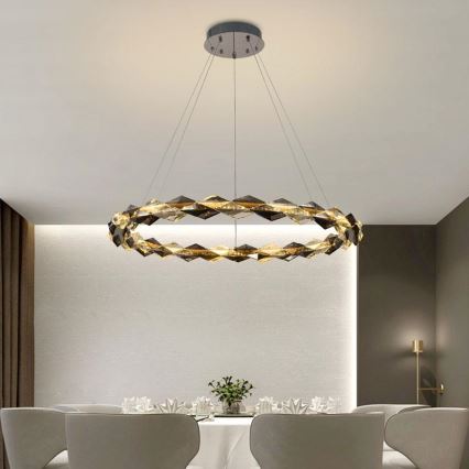 LED Dimming κρυστάλλινο κρεμαστό φωτιστικό οροφής κρεμαστό φωτιστικό οροφής LED/55W/230V 3000-6500K γυαλιστερό χρώμιο + τηλεχειριστήριο