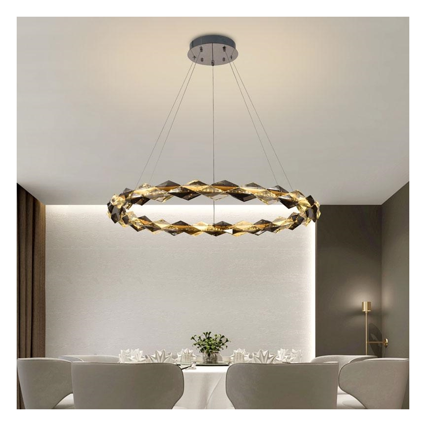 LED Dimming κρυστάλλινο κρεμαστό φωτιστικό οροφής κρεμαστό φωτιστικό οροφής LED/55W/230V 3000-6500K γυαλιστερό χρώμιο + τηλεχειριστήριο