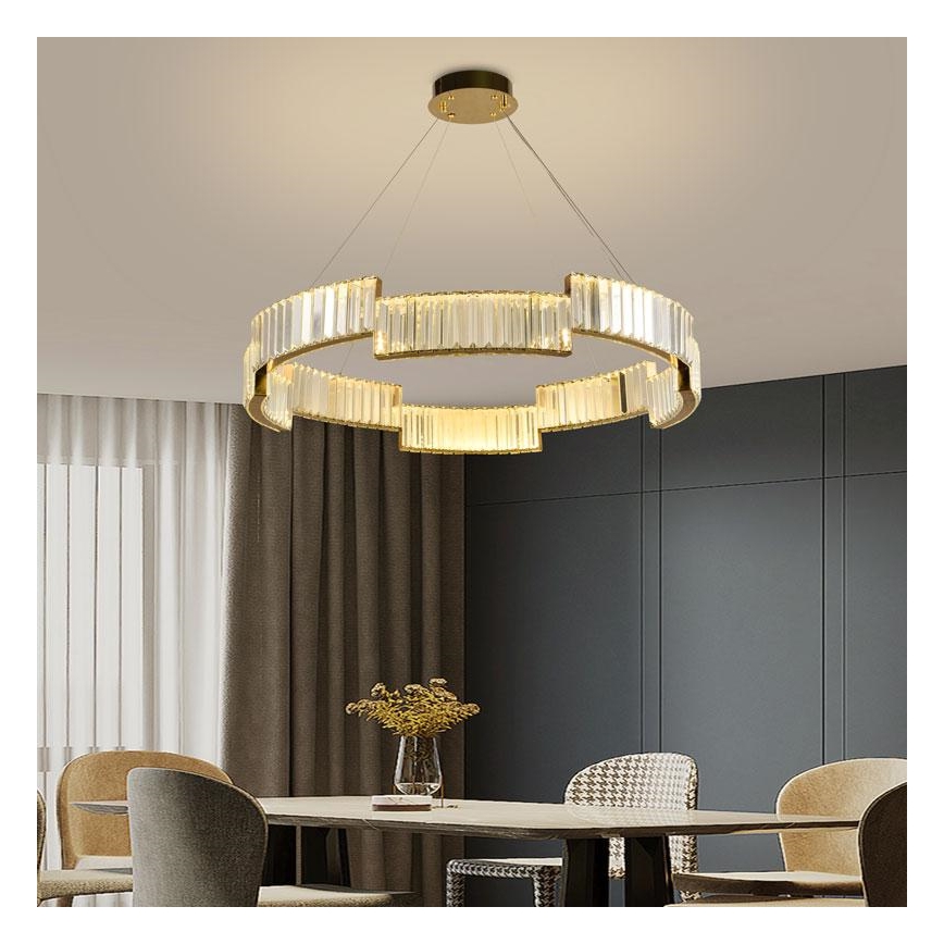 LED Dimming κρύσταλλο πολύφωτο on a string LED/60W/230V 3000-6500K χρυσαφί + τηλεχειριστήριο