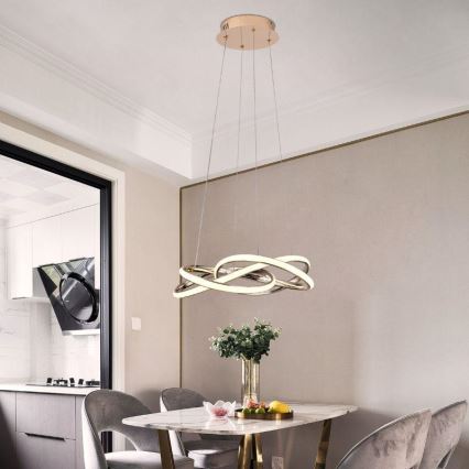 Led Dimmable κρεμαστό φωτιστικό οροφής LED/65W/230V 3000-6500K διάμετρος 48 cm χρυσό + τηλεχειριστήριο