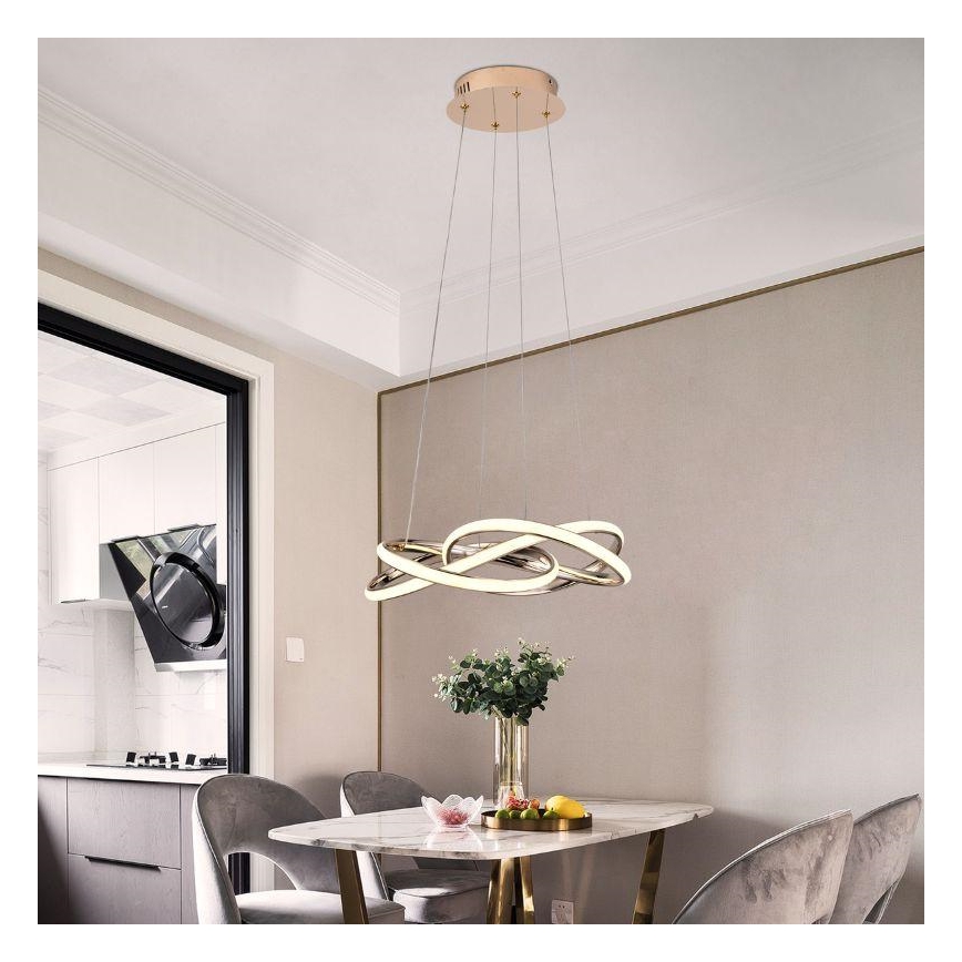 Led Dimmable κρεμαστό φωτιστικό οροφής LED/65W/230V 3000-6500K διάμετρος 48 cm χρυσό + τηλεχειριστήριο