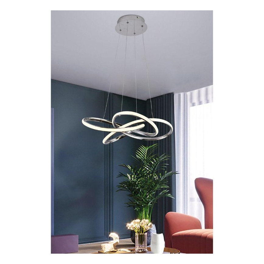 Led Dimmable κρεμαστό φωτιστικό οροφής LED/65W/230V 3000-6500K χρώμιο + τηλεχειριστήριο