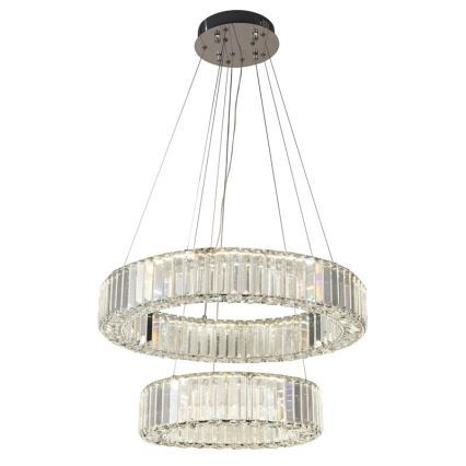 LED Dimming κρύσταλλο πολύφωτο on a string LED/65W/230V 3000-6500K χρώμιο + τηλεχειριστήριο