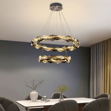 LED Dimming κρυστάλλινο κρεμαστό φωτιστικό οροφής κρεμαστό φωτιστικό οροφής LED/65W/230V 3000-6500K γυαλιστερό χρώμιο + τηλεχειριστήριο
