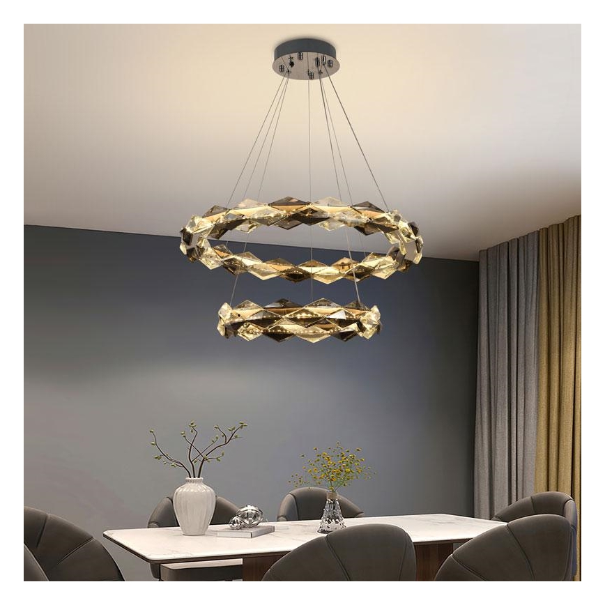 LED Dimming κρυστάλλινο κρεμαστό φωτιστικό οροφής κρεμαστό φωτιστικό οροφής LED/65W/230V 3000-6500K γυαλιστερό χρώμιο + τηλεχειριστήριο