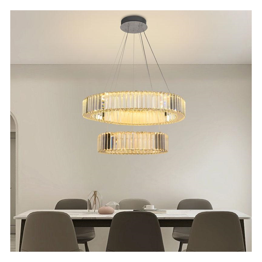 LED Dimming κρυστάλλινο κρεμαστό φωτιστικό οροφής κρεμαστό φωτιστικό οροφής LED/65W/230V 3000-6500K γυαλιστερό χρώμιο + τηλεχειριστήριο