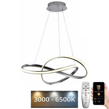 Led Dimmable κρεμαστό φωτιστικό οροφής LED/70W/230V 3000-6500K γυαλιστερό χρώμιο + τηλεχειριστήριο