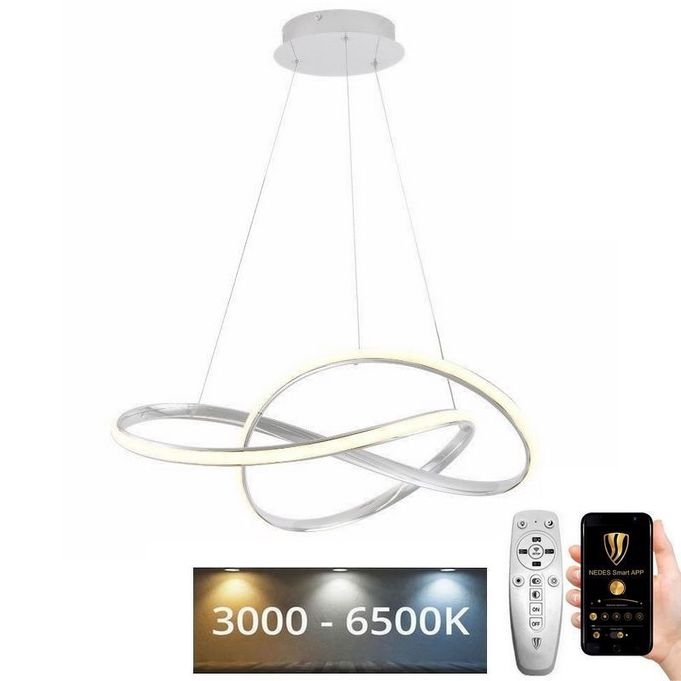 Led Dimmable κρεμαστό φωτιστικό οροφής LED/70W/230V 3000-6500K διάμετρος 60 cm λευκό + τηλεχειριστήριο
